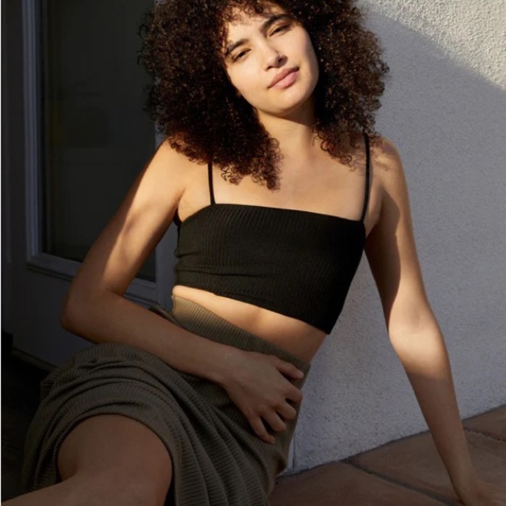 Whimsy + Row Lennon Crop Top in Black Rib